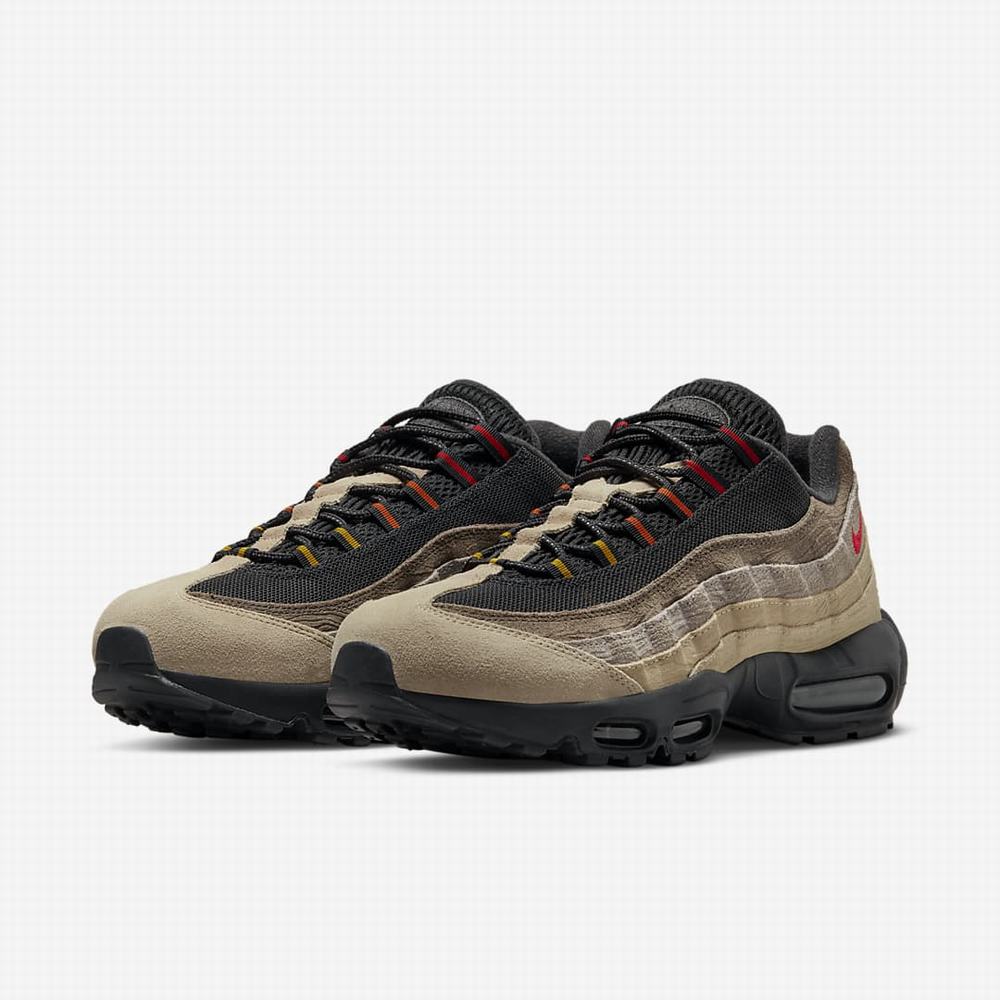 Nike Air Max 95 Férfi Utcai Cipő Barna Szürke Világos Zöld Piros | NI5796-Y58