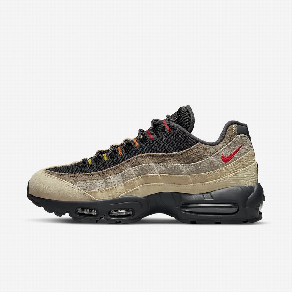 Nike Air Max 95 Férfi Utcai Cipő Barna Szürke Világos Zöld Piros | NI5796-Y58