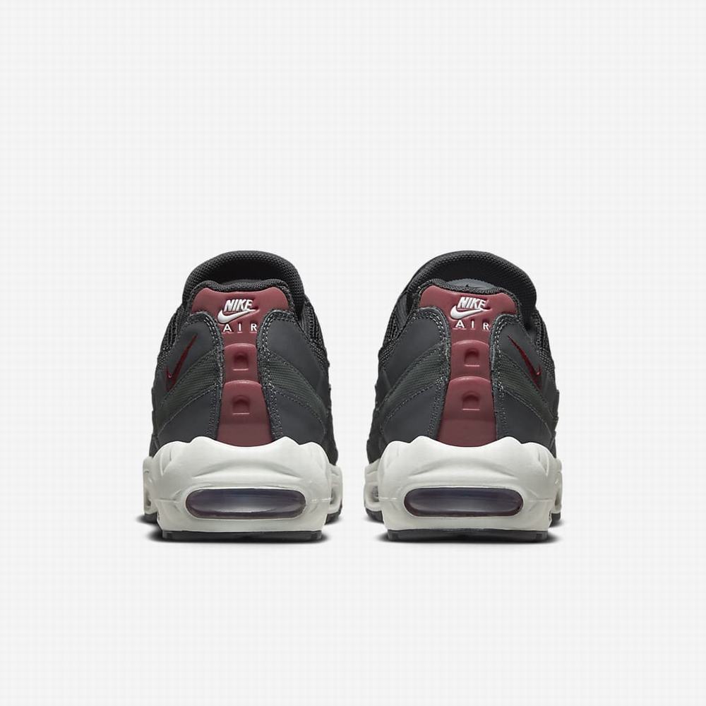 Nike Air Max 95 Férfi Utcai Cipő Sötétszürke Piros Fehér Fekete | NI8702-K92