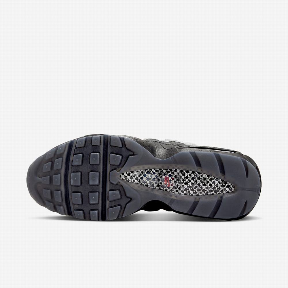 Nike Air Max 95 Premium Férfi Utcai Cipő Fekete Platina Világos Szürke Fehér | NI1780-W40