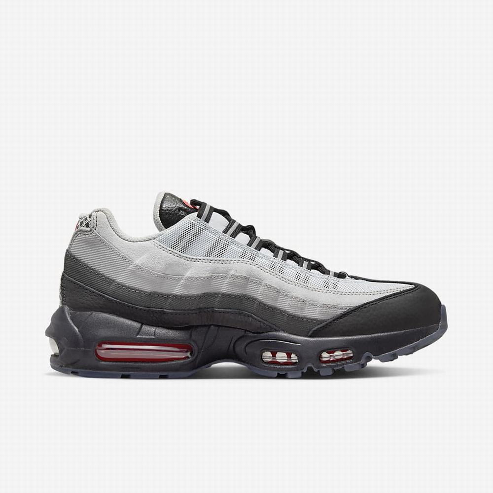 Nike Air Max 95 Premium Férfi Utcai Cipő Fekete Platina Világos Szürke Fehér | NI1780-W40