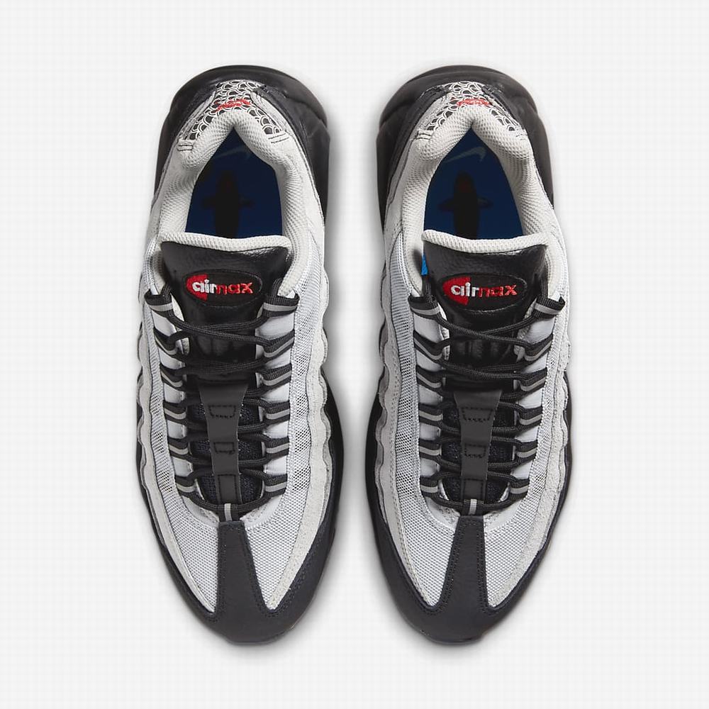 Nike Air Max 95 Premium Férfi Utcai Cipő Fekete Platina Világos Szürke Fehér | NI1780-W40
