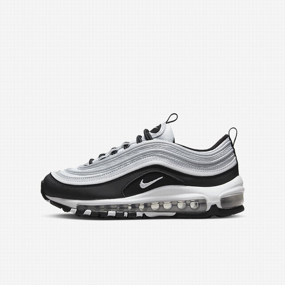 Nike Air Max 97 Gyerek Utcai Cipő Fekete Titán Metal Titán Fehér | NI8759-P27