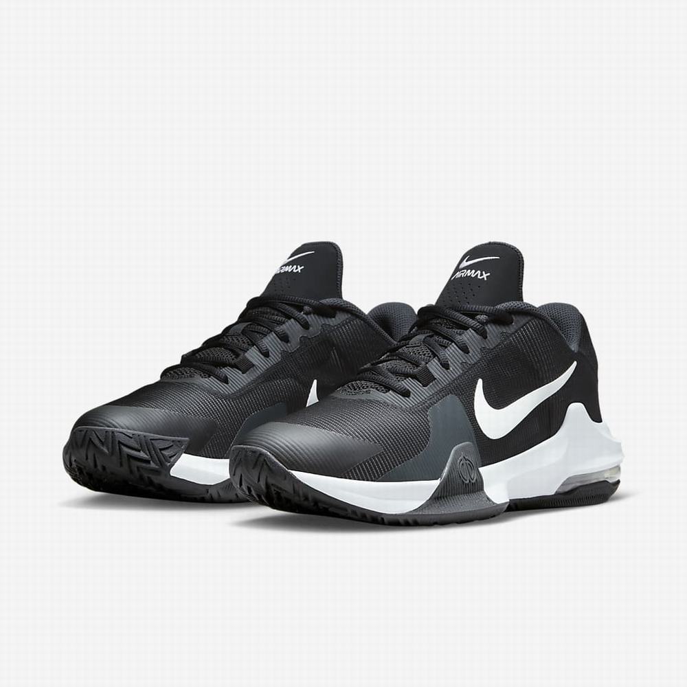 Nike Air Max Impact 4 Férfi Kosárlabda Cipő Fekete Sötétszürke Kék Fehér | NI8124-N37