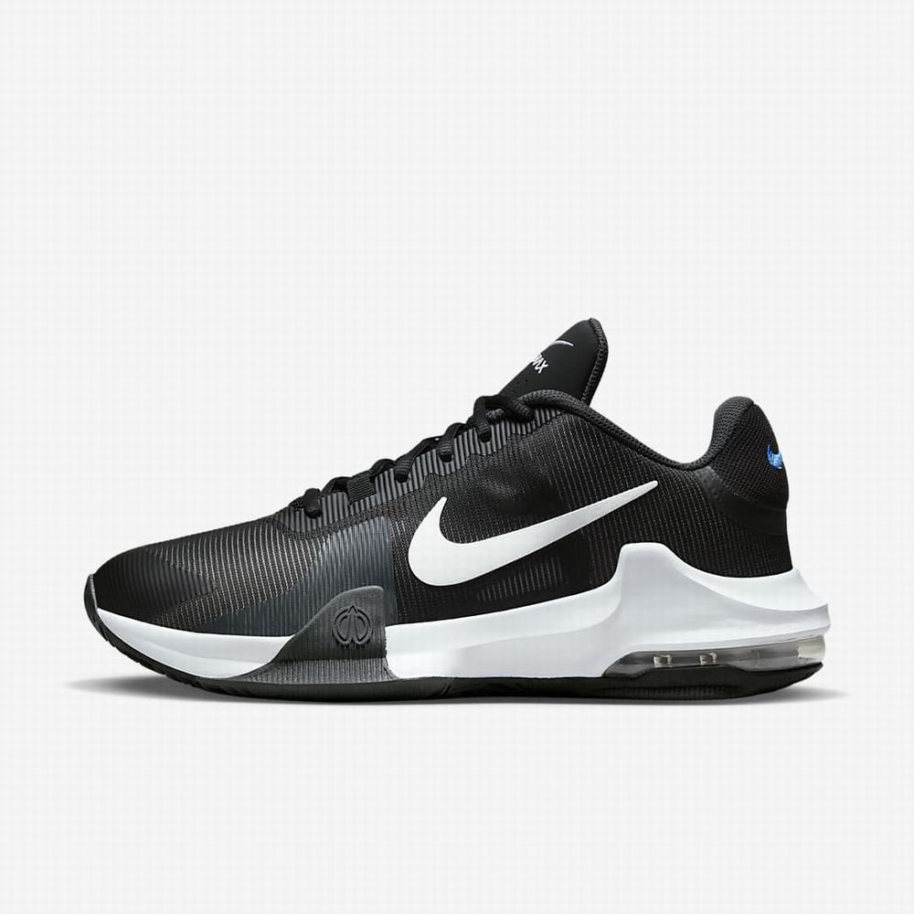 Nike Air Max Impact 4 Férfi Kosárlabda Cipő Fekete Sötétszürke Kék Fehér | NI8124-N37
