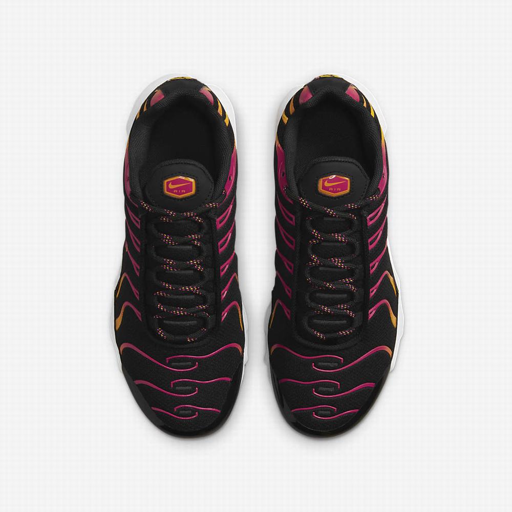 Nike Air Max Plus Gyerek Utcai Cipő Fekete Fehér Rózsaszín | NI3561-N82