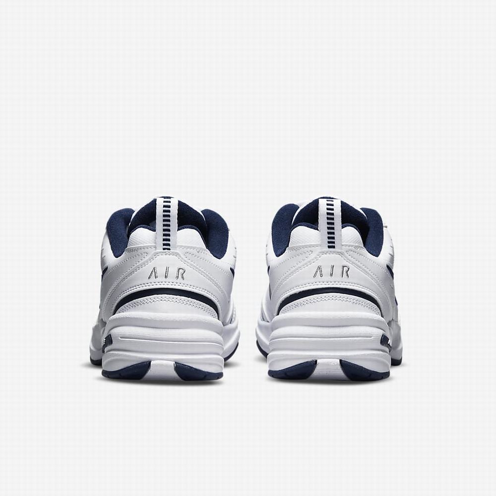 Nike Air Monarch IV (Extra Wide) Férfi Edzőcipő Fehér Sötétkék Fehér Metal Titán | NI2564-K78