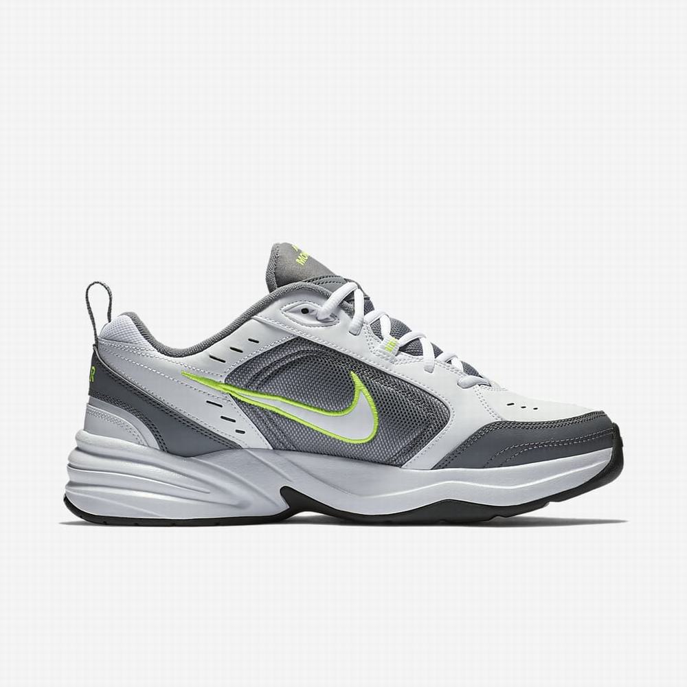 Nike Air Monarch IV Férfi Utcai Cipő Fehér Szürke Sötétszürke Fehér | NI0835-B80