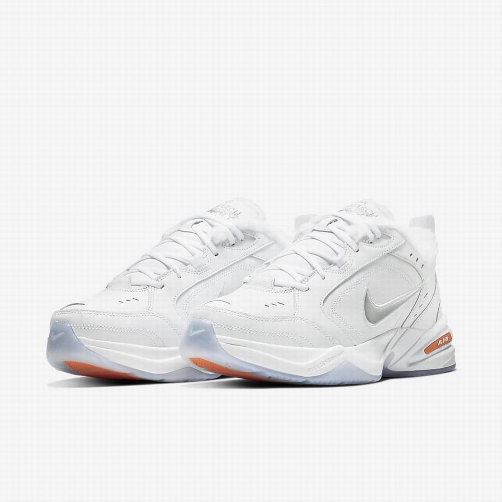 Nike Air Monarch IV Premium Férfi Edzőcipő Fehér Narancssárga Metal Titán | NI0263-Z73