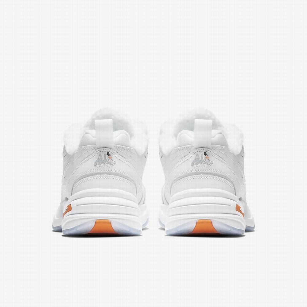 Nike Air Monarch IV Premium Férfi Edzőcipő Fehér Narancssárga Metal Titán | NI0263-Z73