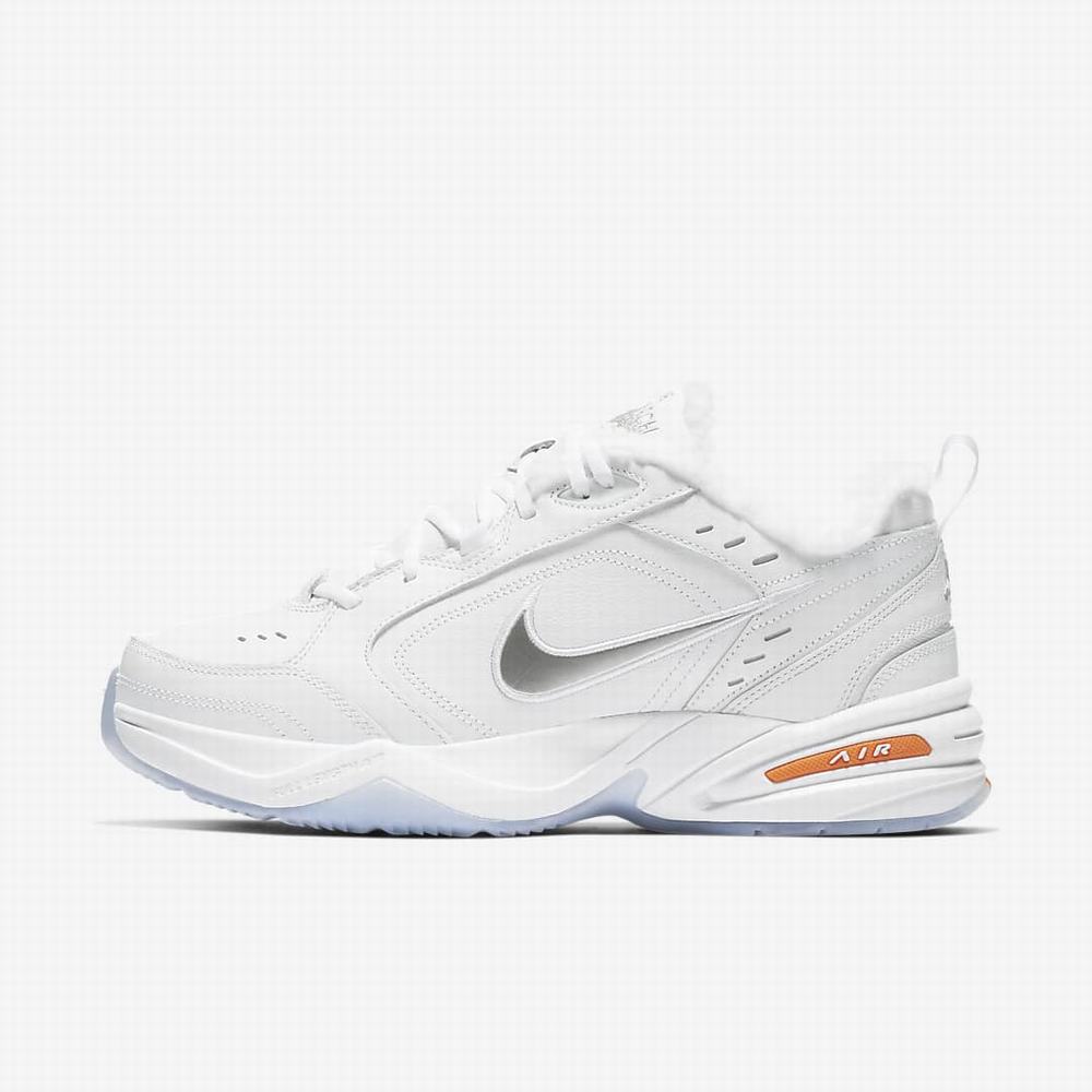Nike Air Monarch IV Premium Férfi Edzőcipő Fehér Narancssárga Metal Titán | NI0263-Z73