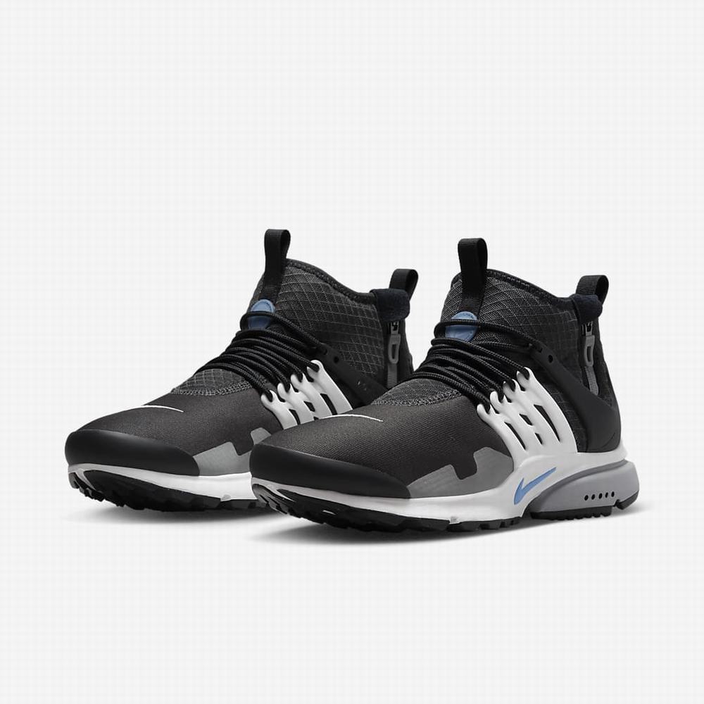 Nike Air Presto Mid Utility Férfi Utcai Cipő Sötétszürke Fehér Szürke Kék | NI1690-J09