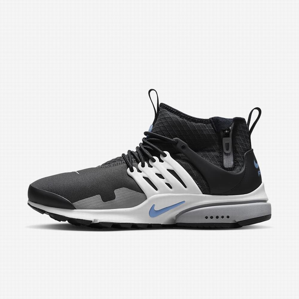 Nike Air Presto Mid Utility Férfi Utcai Cipő Sötétszürke Fehér Szürke Kék | NI1690-J09