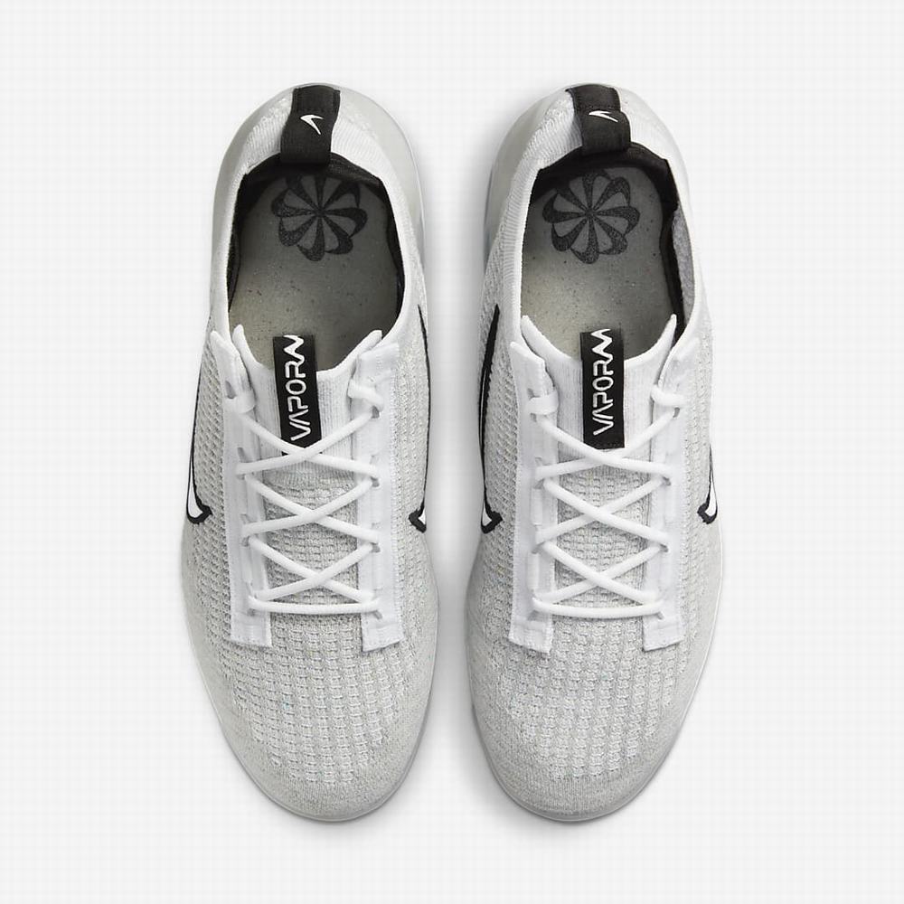 Nike Air VaporMax 2021 FK Férfi Utcai Cipő Fehér Fekete Metal Titán Fehér | NI8615-U79