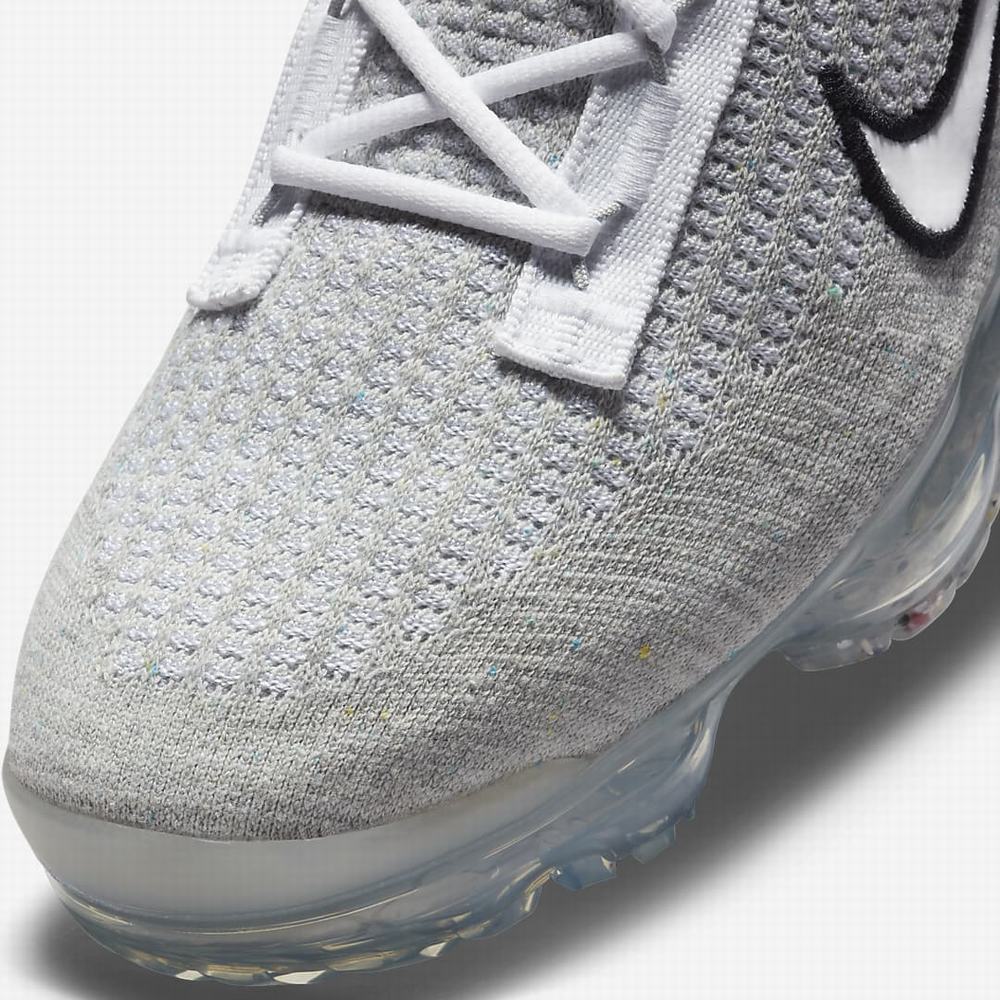 Nike Air VaporMax 2021 FK Férfi Utcai Cipő Fehér Fekete Metal Titán Fehér | NI8615-U79