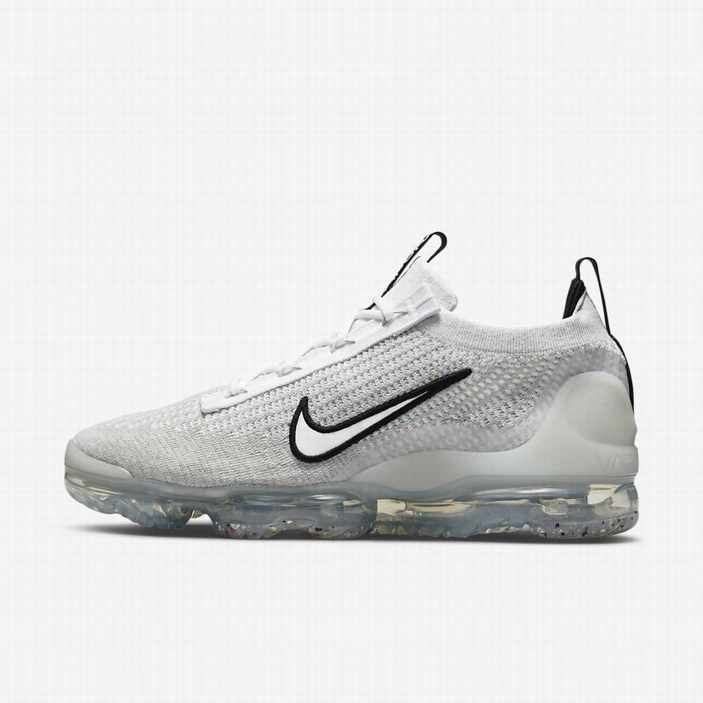Nike Air VaporMax 2021 FK Férfi Utcai Cipő Fehér Fekete Metal Titán Fehér | NI8615-U79