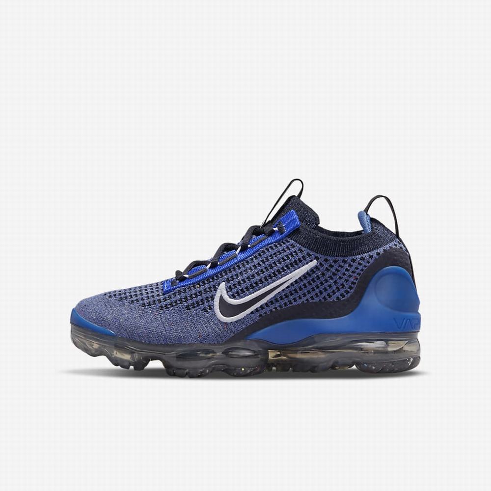 Nike Air VaporMax 2021 FK Gyerek Utcai Cipő Királykék Fehér Sötétszürke Fekete | NI6231-U51