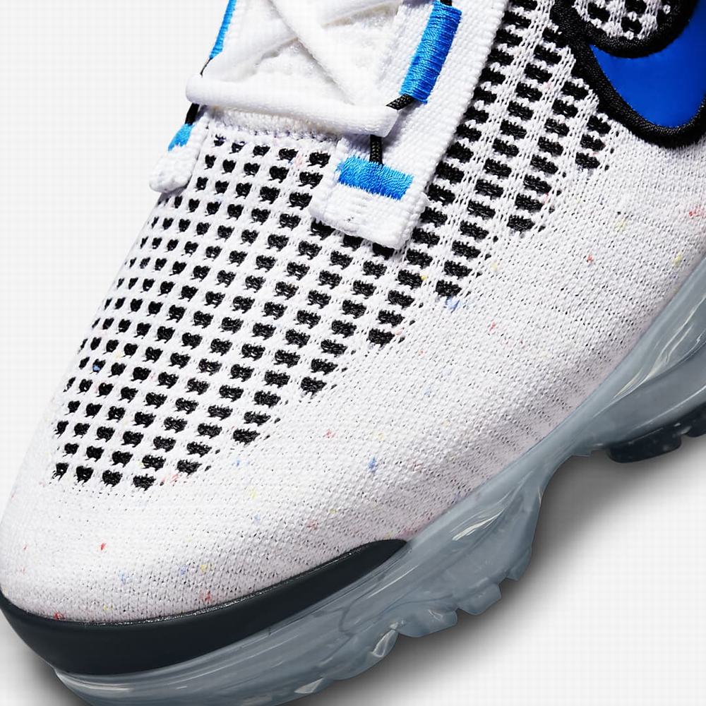 Nike Air VaporMax 2021 Flyknit Férfi Utcai Cipő Fehér Fekete Metal Titán Kék | NI5216-E07