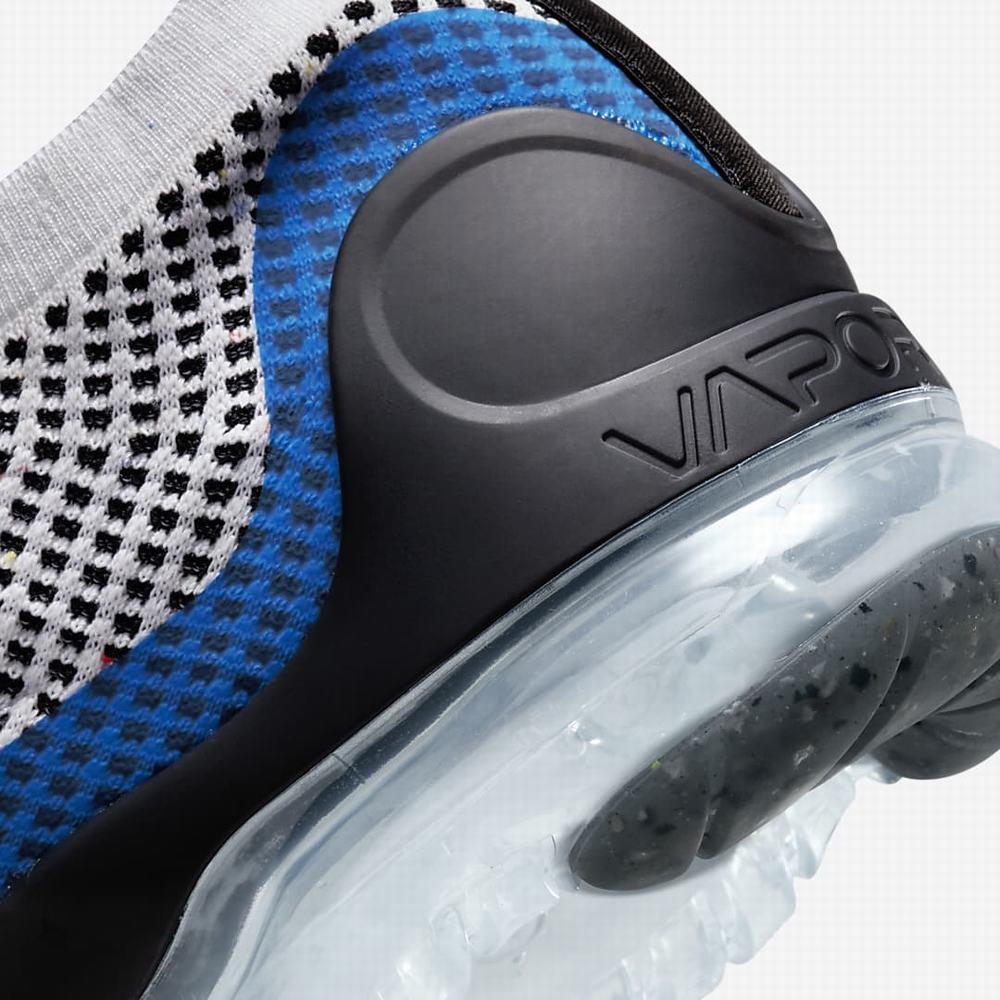 Nike Air VaporMax 2021 Flyknit Férfi Utcai Cipő Fehér Fekete Metal Titán Kék | NI5216-E07