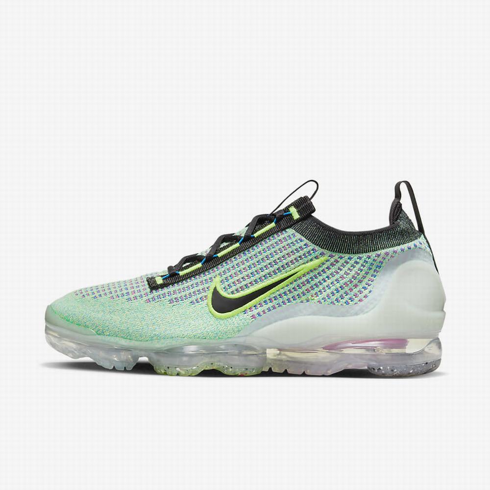 Nike Air VaporMax 2021 Flyknit NN Férfi Utcai Cipő Zöld Kék Metal Titán Fekete | NI1603-K70