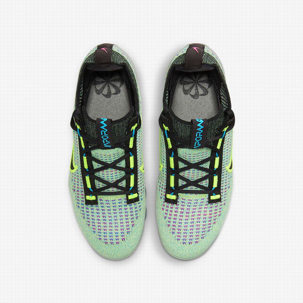 Nike Air VaporMax 2021 Flyknit Next Nature Gyerek Utcai Cipő Zöld Kék Metal Titán Fekete | NI1570-J40