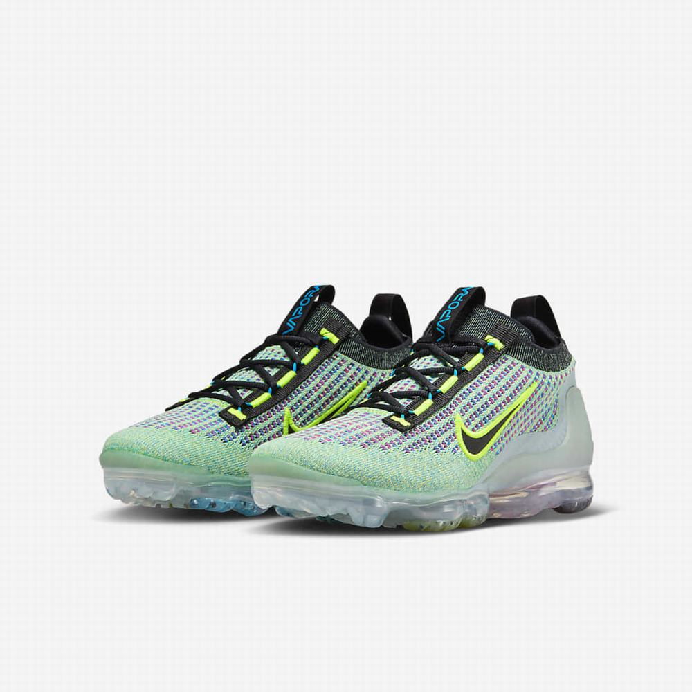 Nike Air VaporMax 2021 Flyknit Next Nature Gyerek Utcai Cipő Zöld Kék Metal Titán Fekete | NI1570-J40
