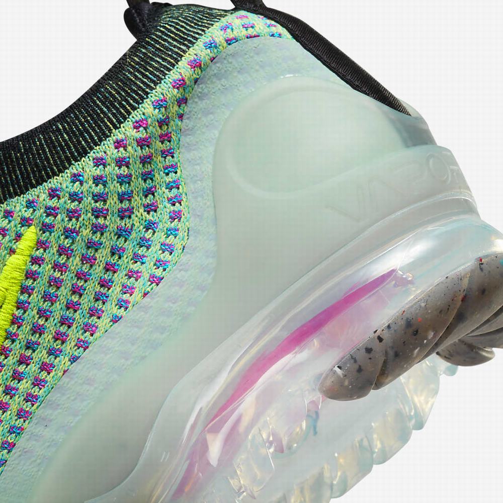 Nike Air VaporMax 2021 Flyknit Next Nature Gyerek Utcai Cipő Zöld Kék Metal Titán Fekete | NI1570-J40