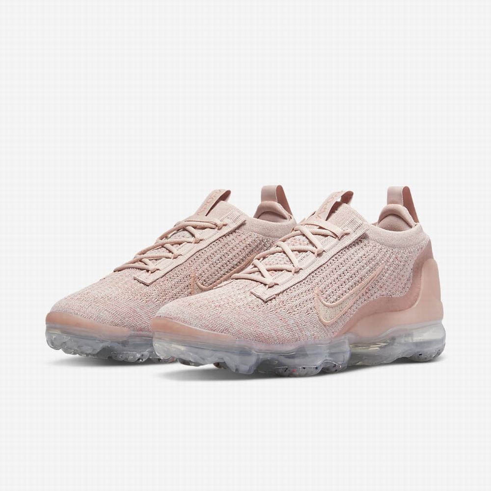 Nike Air VaporMax 2021 Flyknit Női Utcai Cipő Rózsaszín Rózsaszín Metal Titán Rózsaszín | NI0647-E07