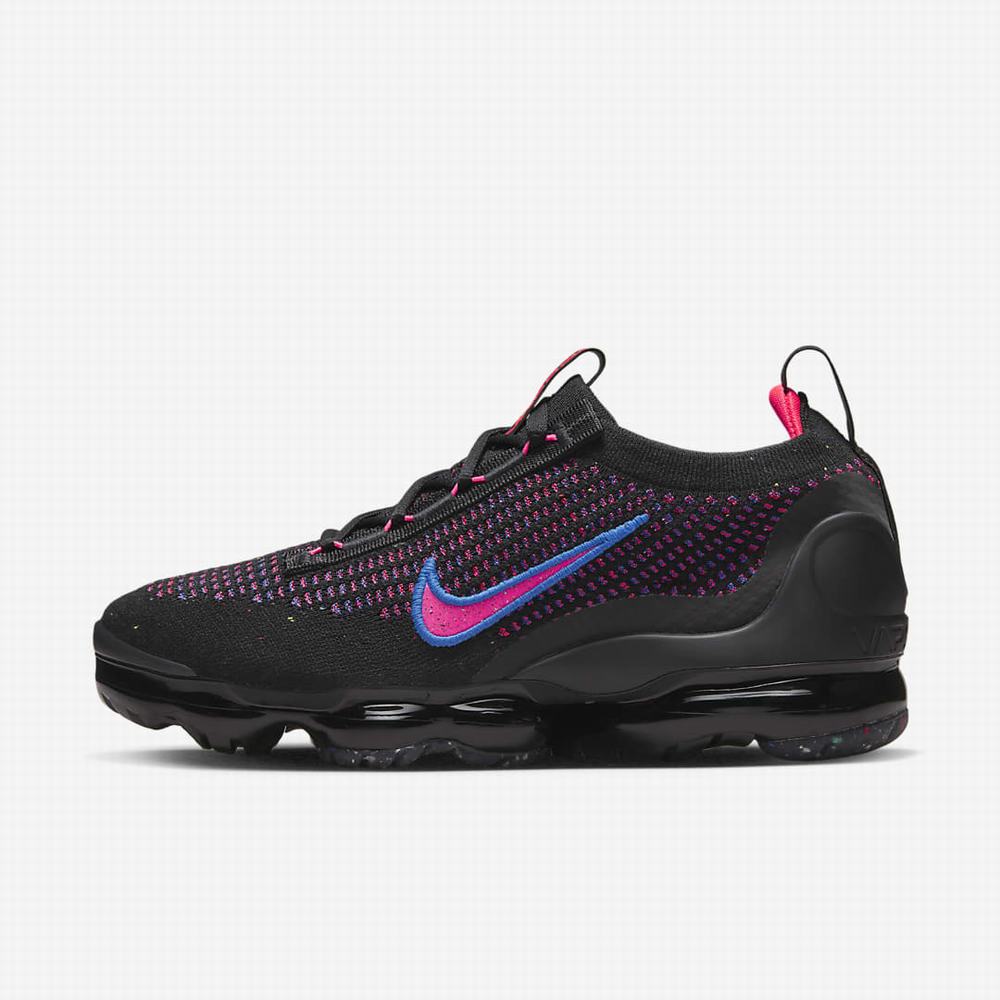 Nike Air VaporMax 2021 Flyknit Női Utcai Cipő Fekete Kék Világos Piros Rózsaszín | NI5032-W56