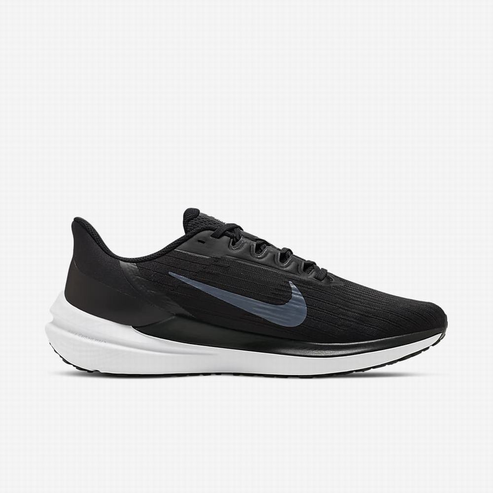 Nike Air Winflo 9 Férfi Futócipő Fekete Sötétszürke Fehér | NI5791-U74