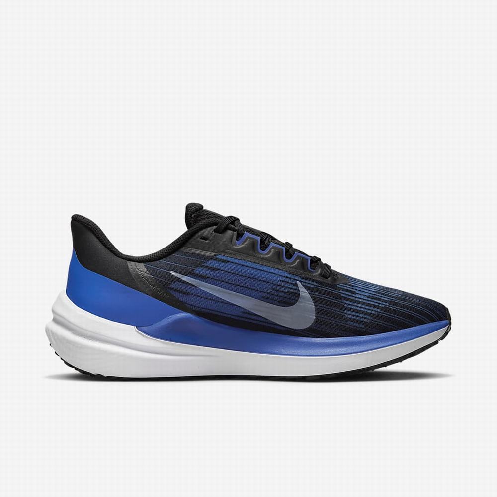 Nike Air Winflo 9 Férfi Futócipő Fekete Királykék Kék Fehér | NI8310-X19