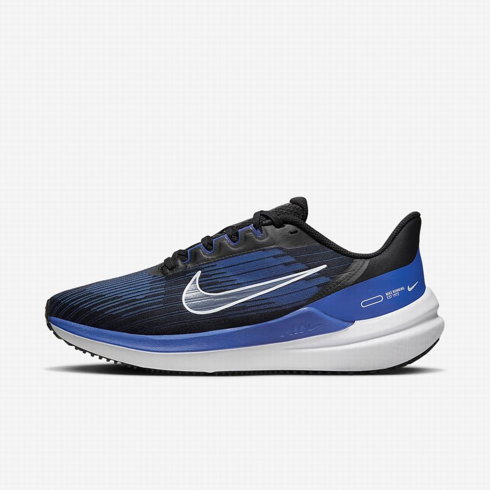 Nike Air Winflo 9 Férfi Futócipő Fekete Királykék Kék Fehér | NI8310-X19