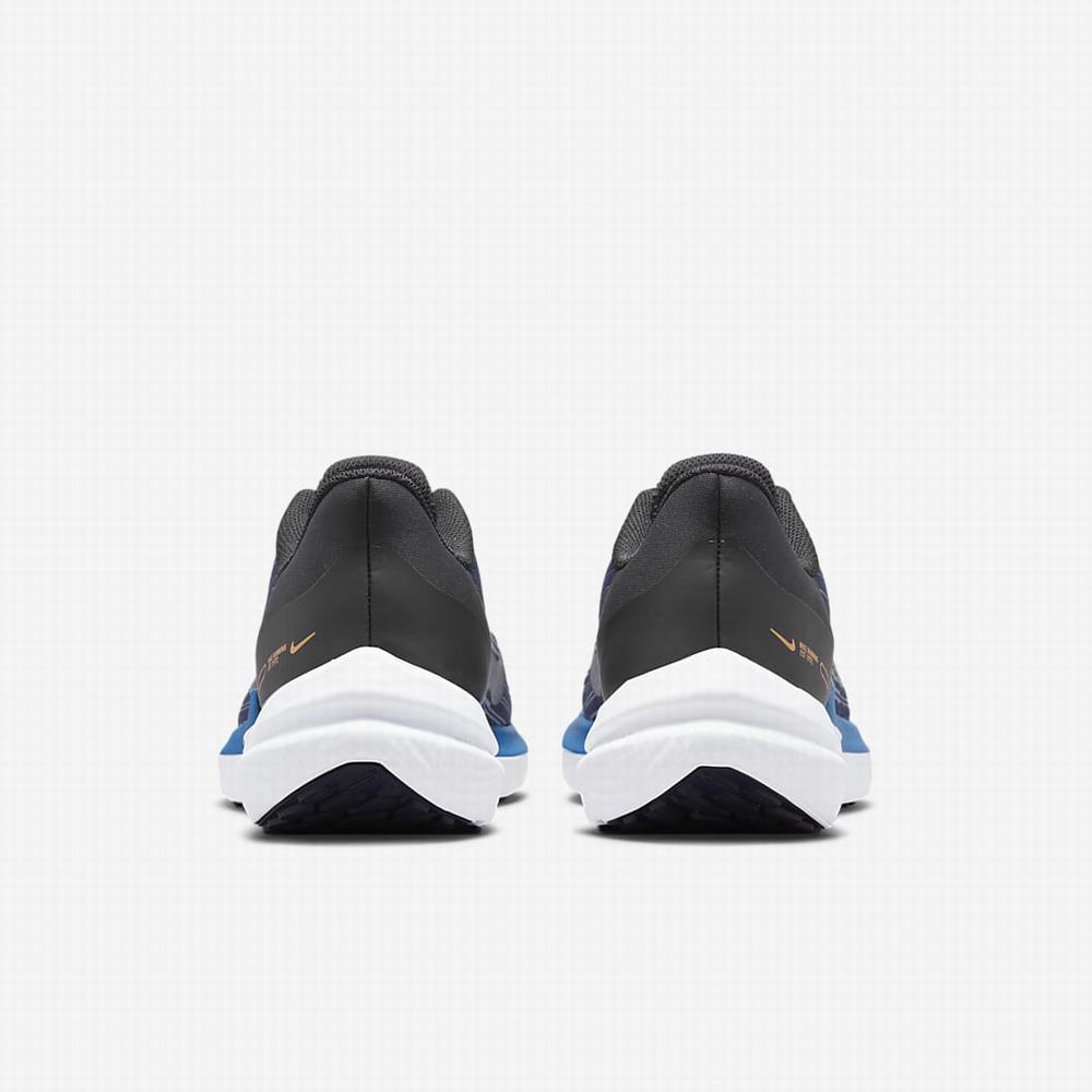 Nike Air Winflo 9 Férfi Futócipő Obszidián Fekete Fehér Sötétkék | NI7830-Y10