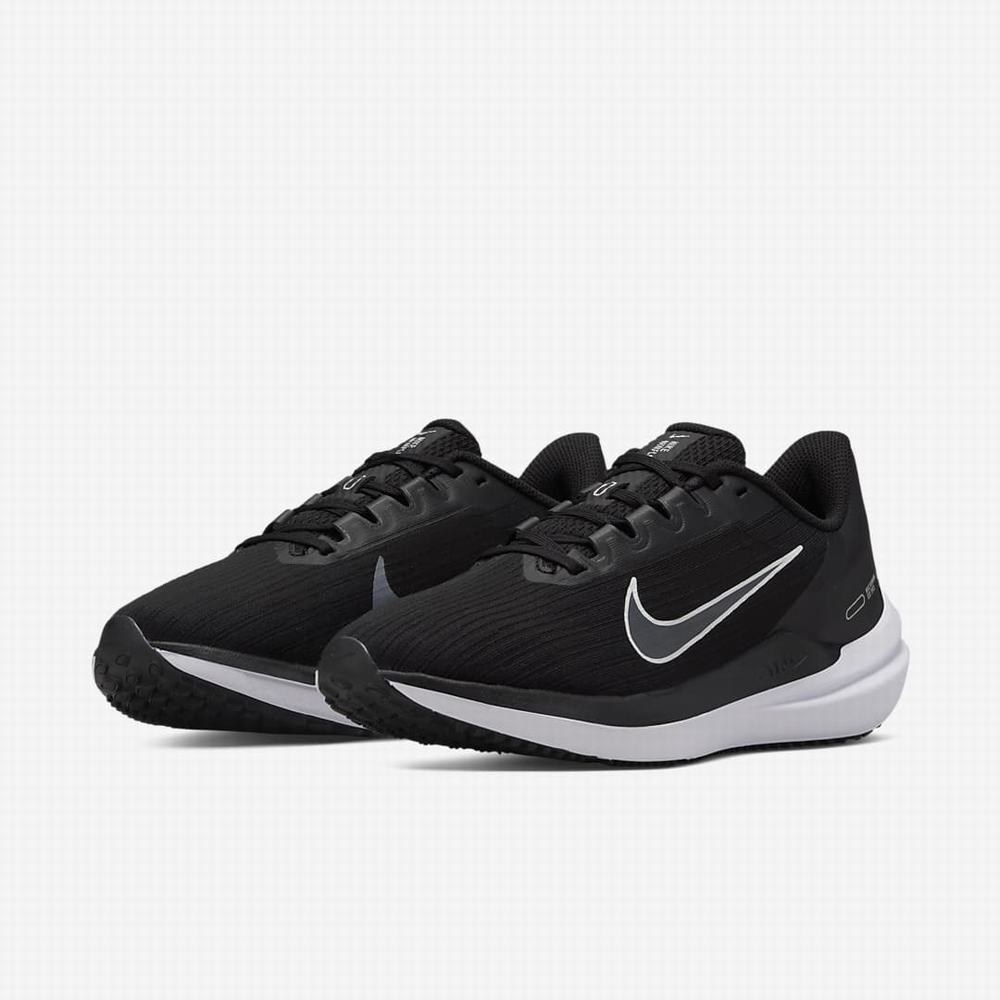Nike Air Winflo 9 Női Futócipő Fekete Sötétszürke Platina Fehér | NI4219-P01