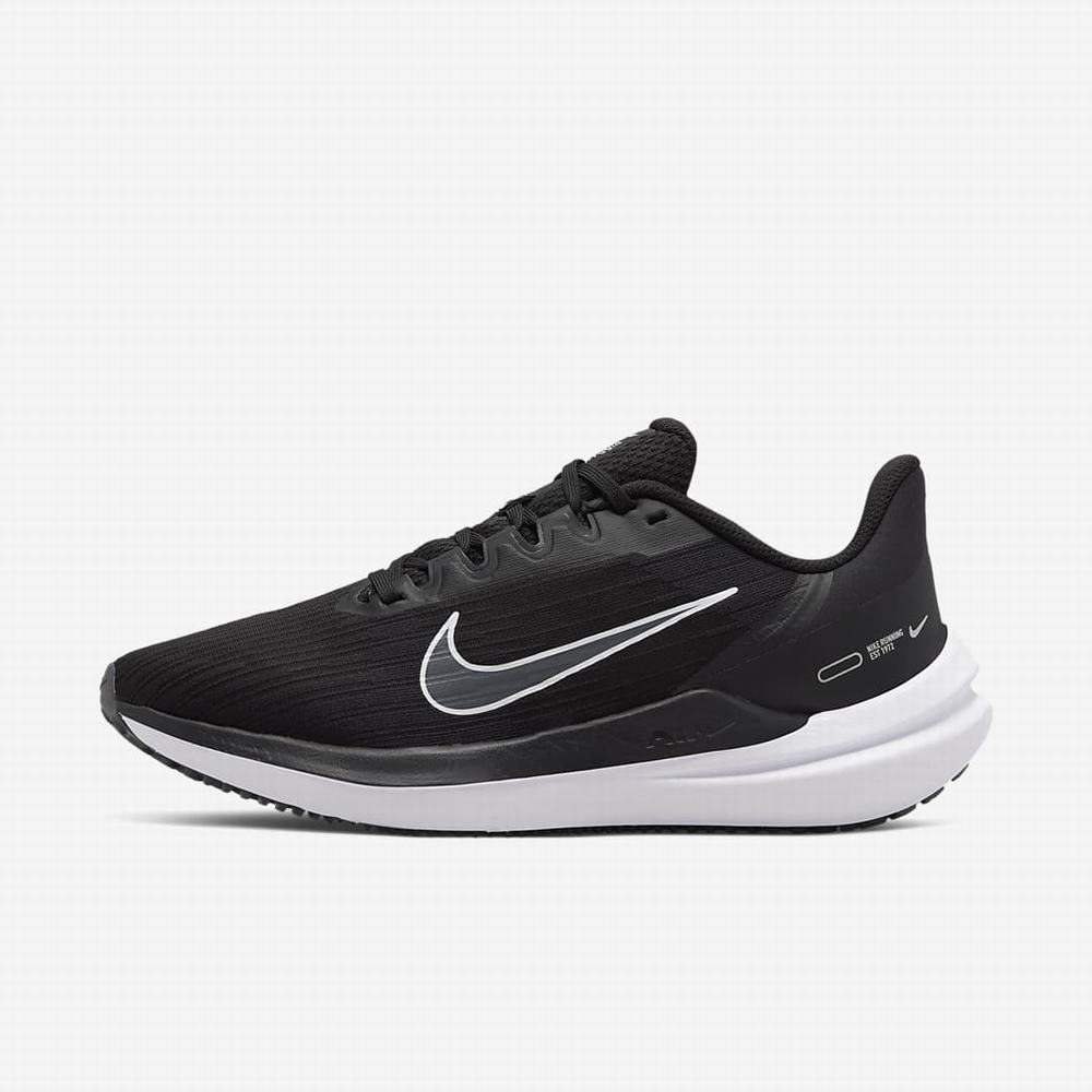 Nike Air Winflo 9 Női Futócipő Fekete Sötétszürke Platina Fehér | NI4219-P01