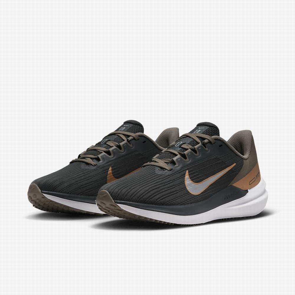 Nike Air Winflo 9 Női Futócipő Sötétszürke Olivazöld Szürke Metal Réz Metal Titán | NI7642-V72
