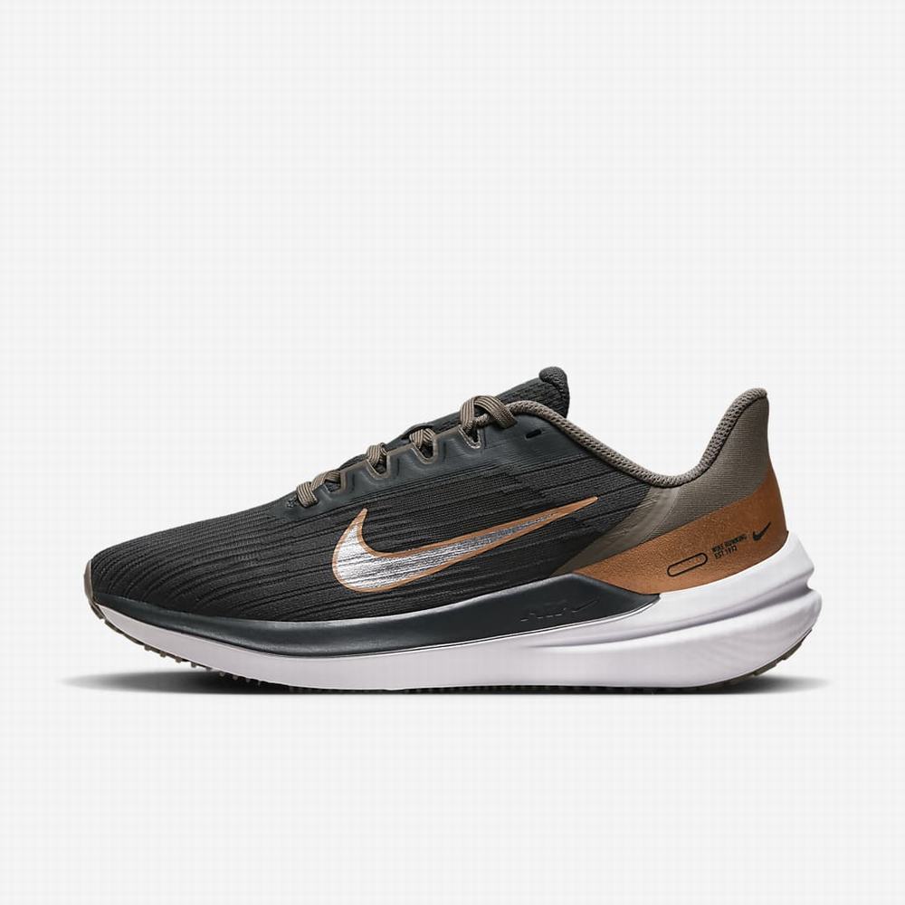 Nike Air Winflo 9 Női Futócipő Sötétszürke Olivazöld Szürke Metal Réz Metal Titán | NI7642-V72