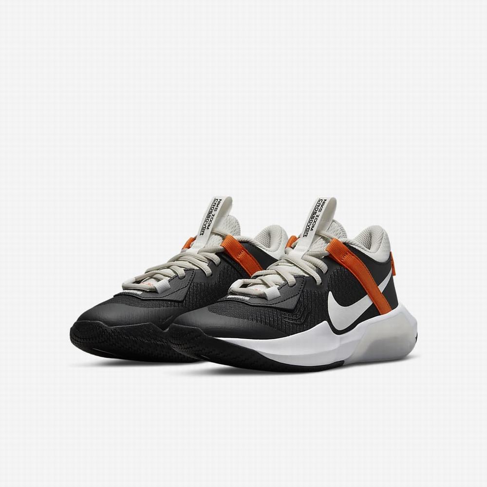 Nike Air Zoom Crossover Gyerek Kosárlabda Cipő Fekete Narancssárga Fehér | NI0269-S02