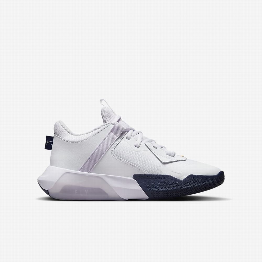 Nike Air Zoom Crossover Gyerek Kosárlabda Cipő Fehér Lila Metal Titán | NI9685-N62