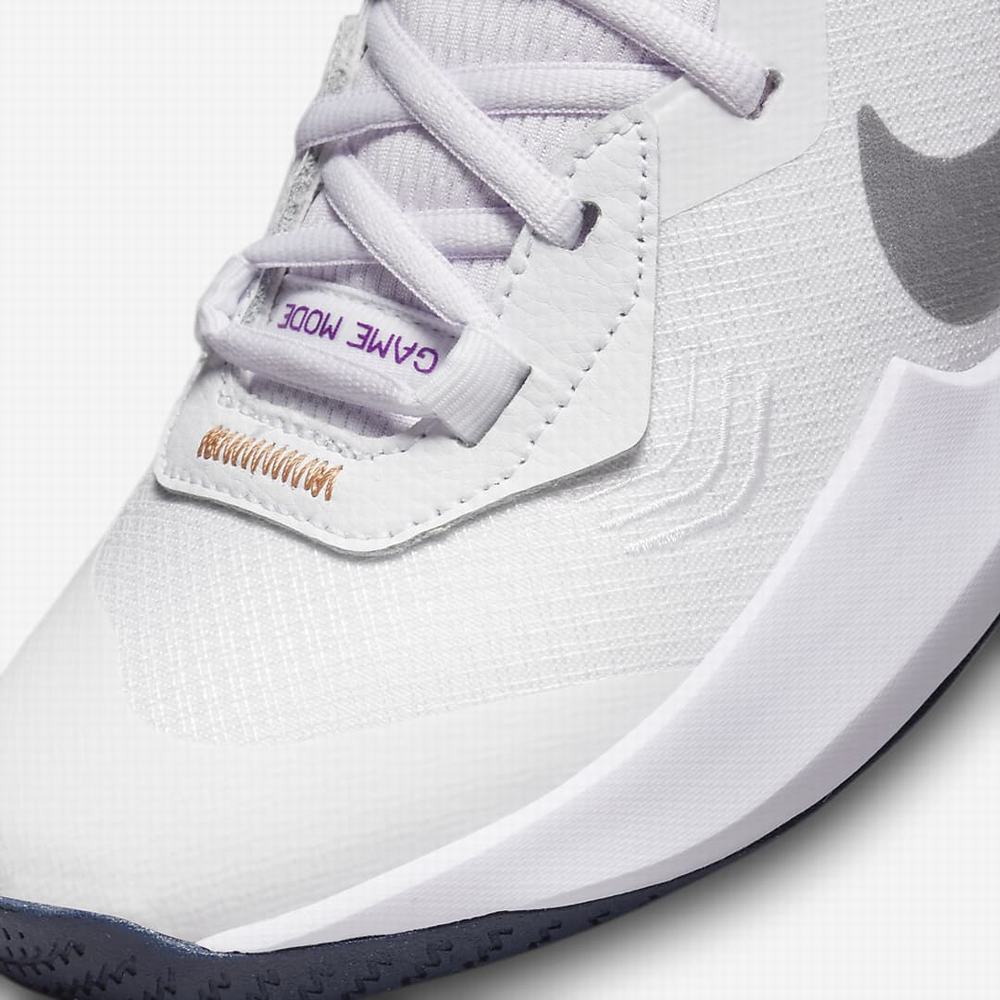 Nike Air Zoom Crossover Gyerek Kosárlabda Cipő Fehér Lila Metal Titán | NI9685-N62