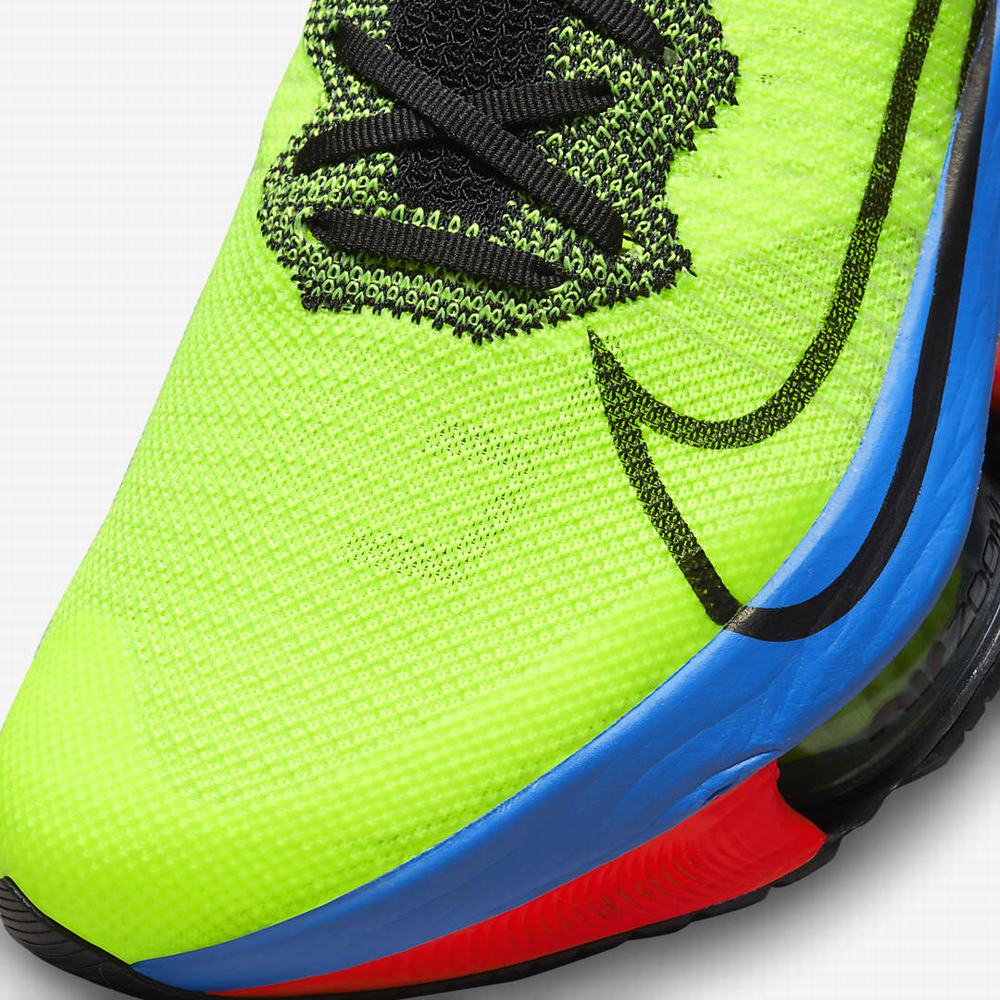 Nike Air Zoom Tempo NEXT% Flyknit Férfi Futócipő Zöld Világos Piros Világos Kék Fekete | NI3179-H12