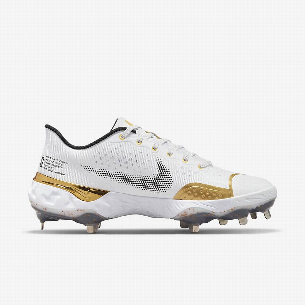 Nike Alpha Huarache Elite 3 Low Női Softball Cipő Fehér Fekete Metal Arany | NI0127-W26