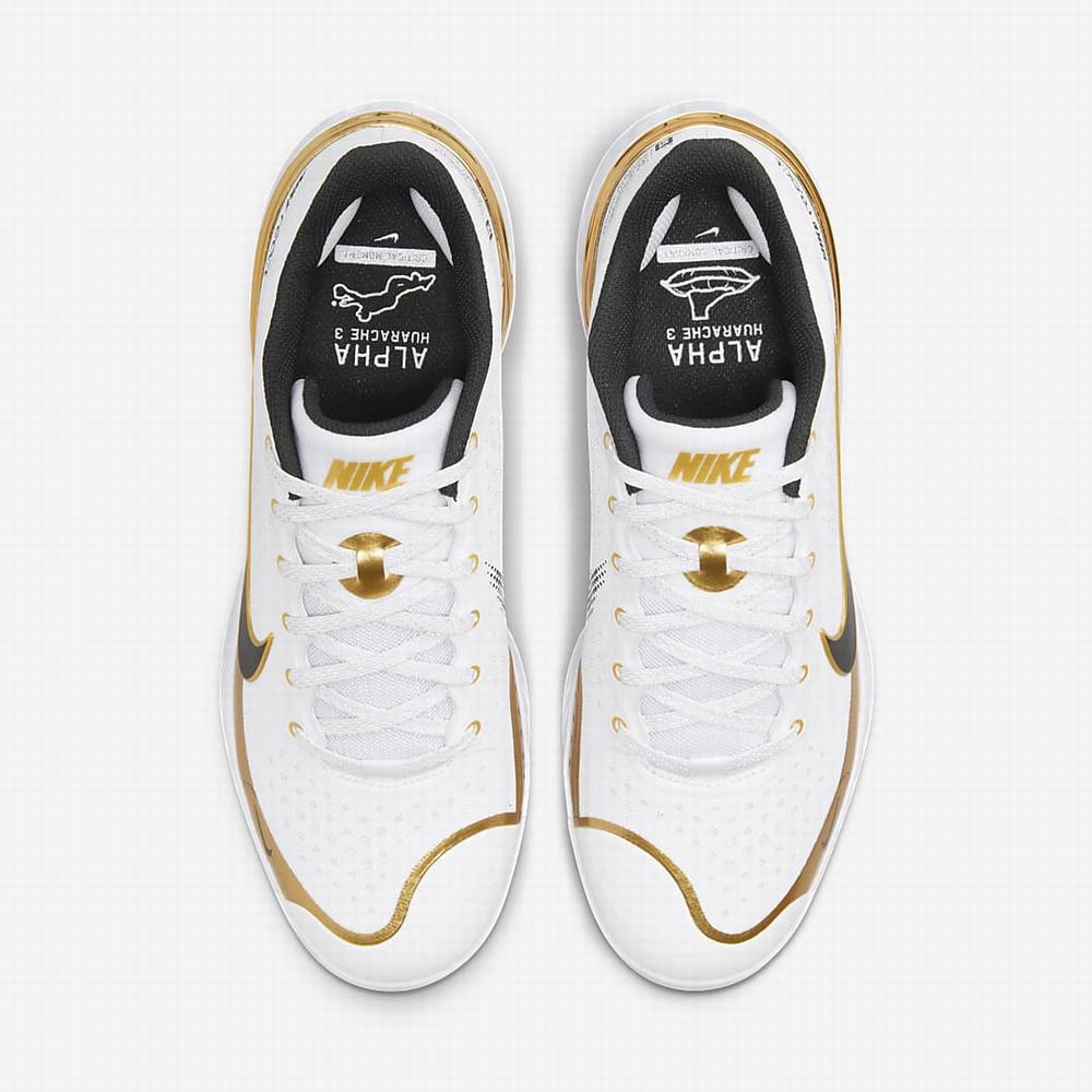 Nike Alpha Huarache Elite 3 Low Női Softball Cipő Fehér Fekete Metal Arany | NI0127-W26