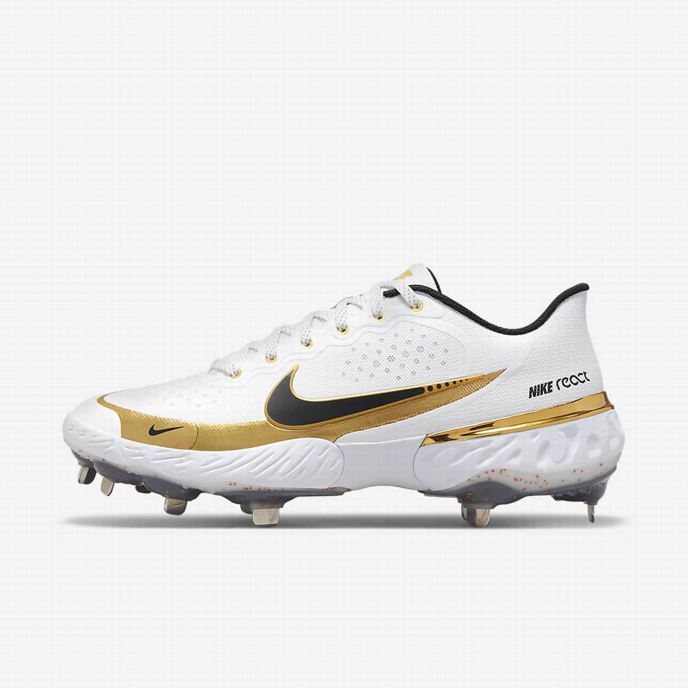 Nike Alpha Huarache Elite 3 Low Női Softball Cipő Fehér Fekete Metal Arany | NI0127-W26