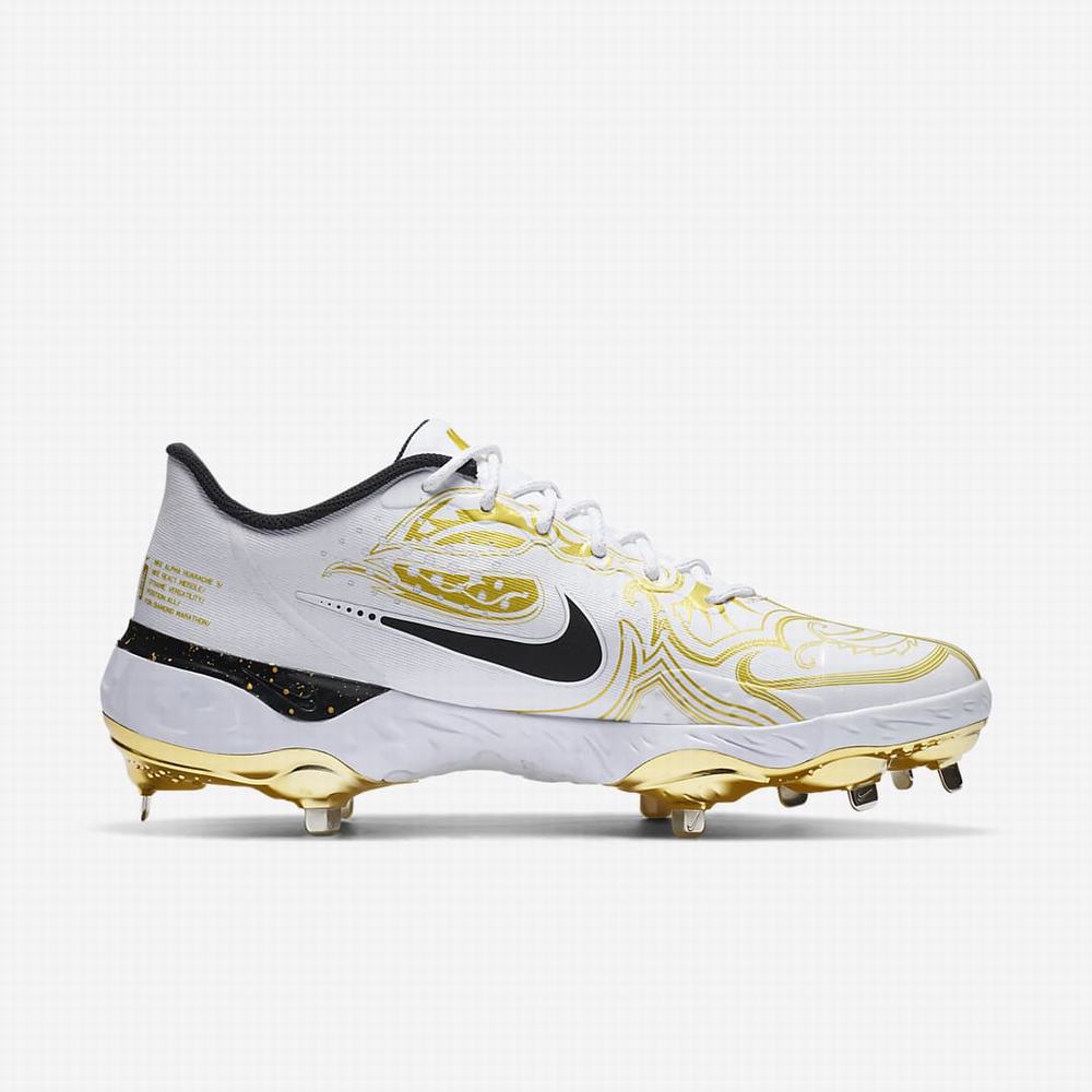Nike Alpha Huarache Elite 3 Low Premium Férfi Baseball Cipő Fehér Metal Arany Fekete | NI5481-X97