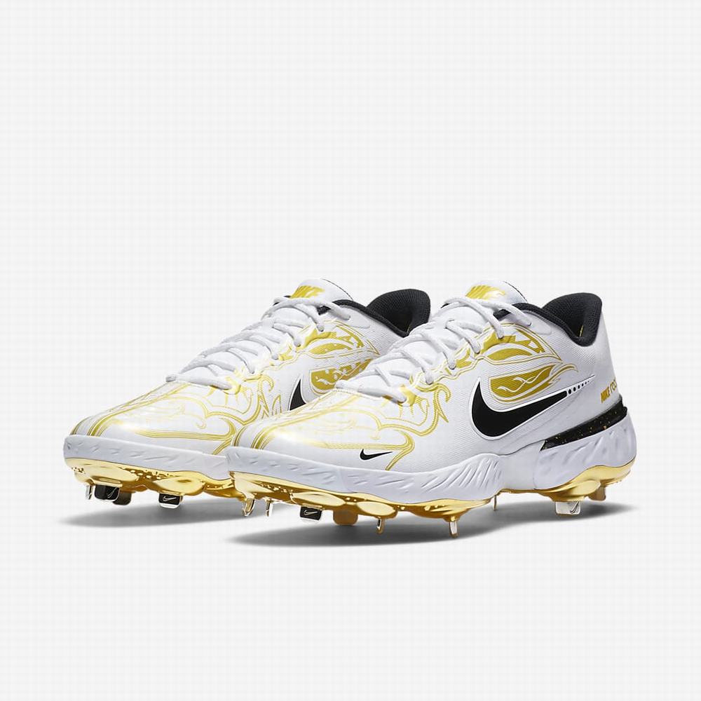 Nike Alpha Huarache Elite 3 Low Premium Férfi Baseball Cipő Fehér Metal Arany Fekete | NI5481-X97