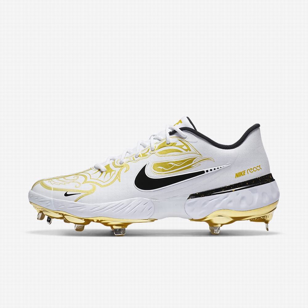 Nike Alpha Huarache Elite 3 Low Premium Férfi Baseball Cipő Fehér Metal Arany Fekete | NI5481-X97