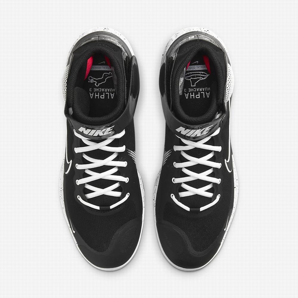 Nike Alpha Huarache Elite 3 Mid Férfi Baseball Cipő Fekete Fehér Metal Sötétszürke Fekete | NI0869-K03