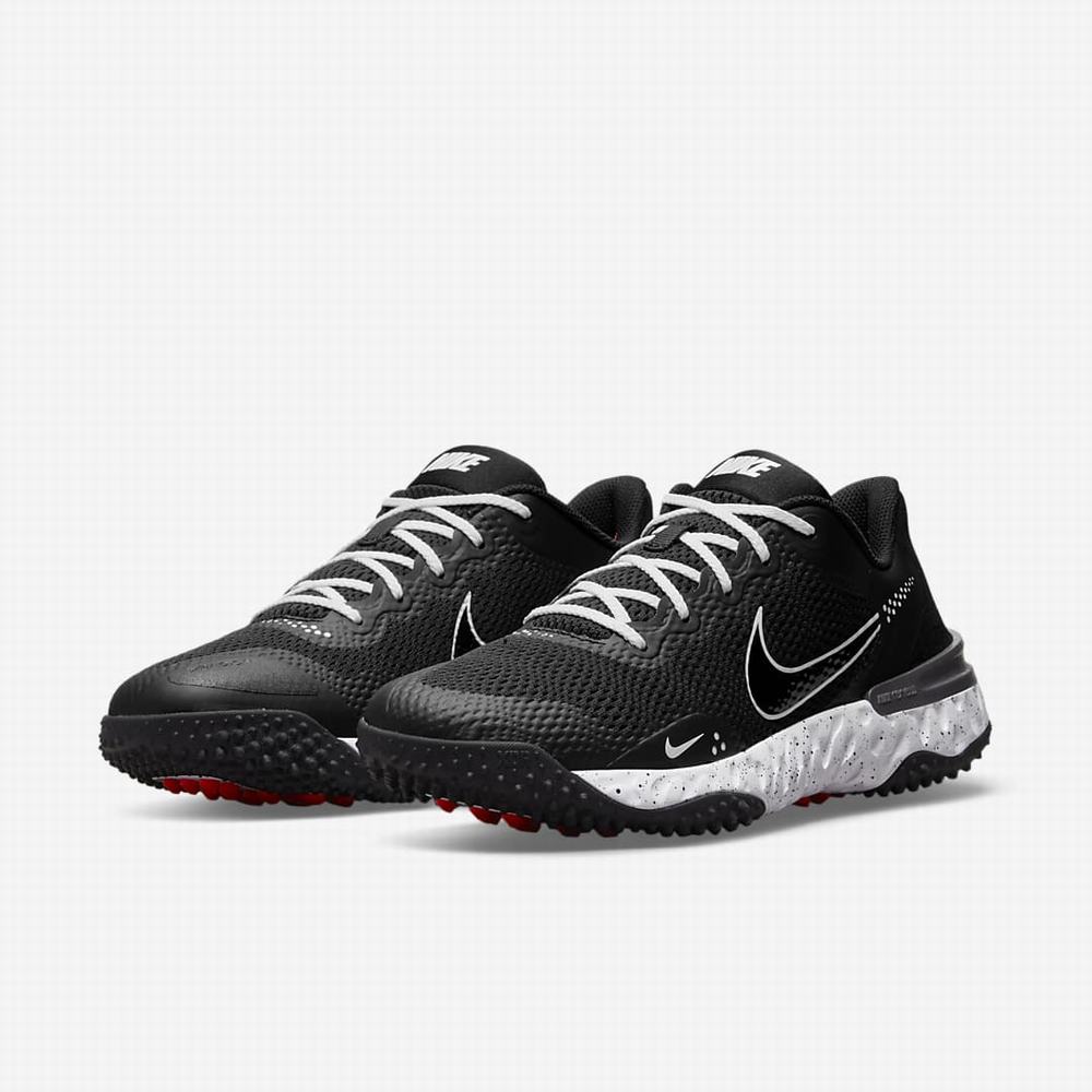 Nike Alpha Huarache Elite 3 Turf Női Softball Cipő Fekete Fehér Metal Sötétszürke Fekete | NI8593-D62