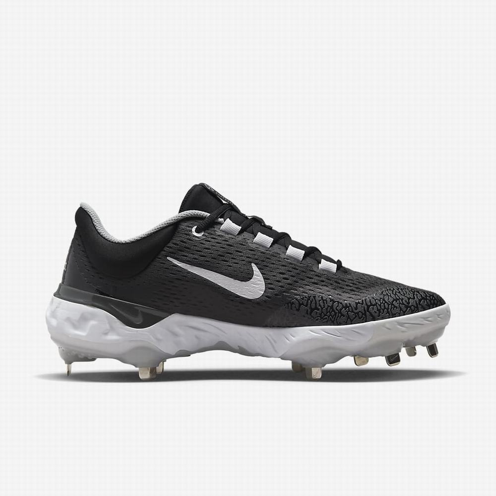 Nike Alpha Huarache Elite 4 Low Férfi Baseball Cipő Fekete Sötétszürke Világos Szürke Fehér | NI7206-M68